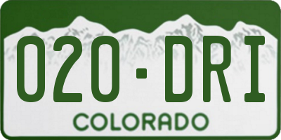 CO license plate 020DRI
