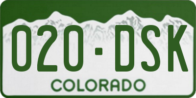 CO license plate 020DSK