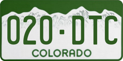 CO license plate 020DTC