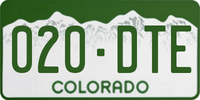 CO license plate 020DTE
