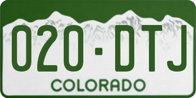 CO license plate 020DTJ