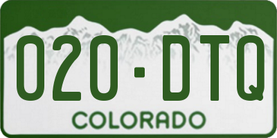 CO license plate 020DTQ