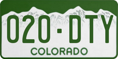 CO license plate 020DTY