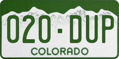 CO license plate 020DUP