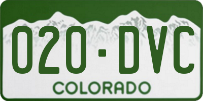 CO license plate 020DVC
