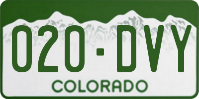 CO license plate 020DVY