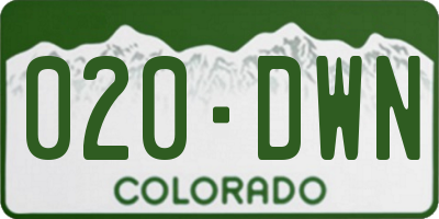 CO license plate 020DWN