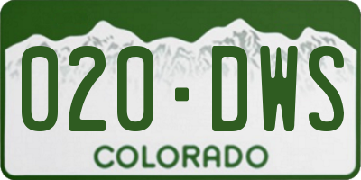 CO license plate 020DWS