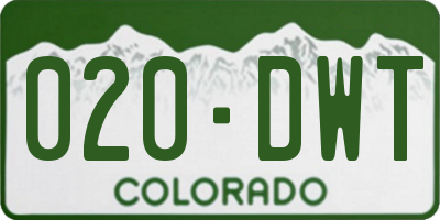 CO license plate 020DWT