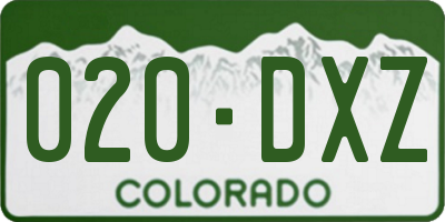 CO license plate 020DXZ