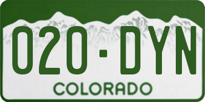 CO license plate 020DYN