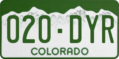 CO license plate 020DYR