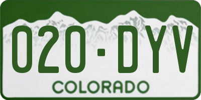 CO license plate 020DYV