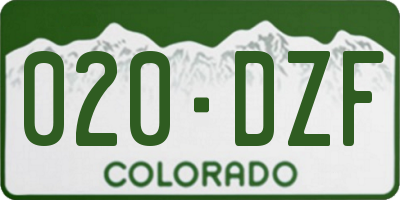 CO license plate 020DZF