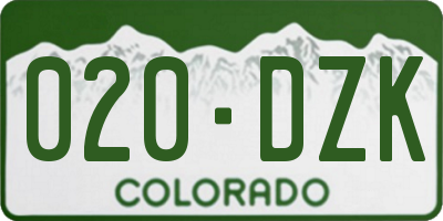 CO license plate 020DZK