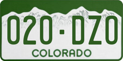 CO license plate 020DZO
