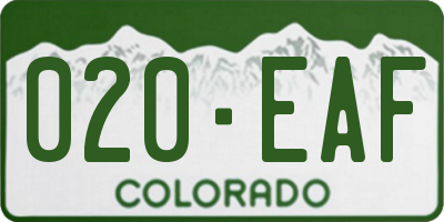 CO license plate 020EAF
