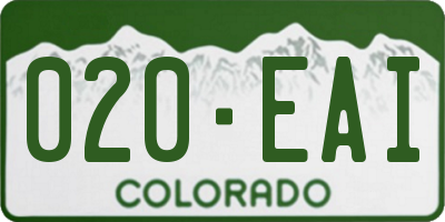 CO license plate 020EAI