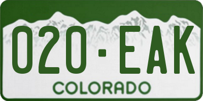 CO license plate 020EAK