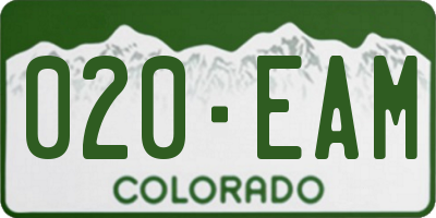 CO license plate 020EAM