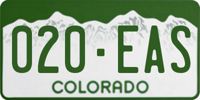 CO license plate 020EAS