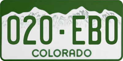 CO license plate 020EBO