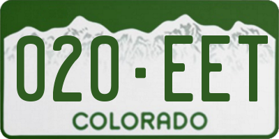 CO license plate 020EET