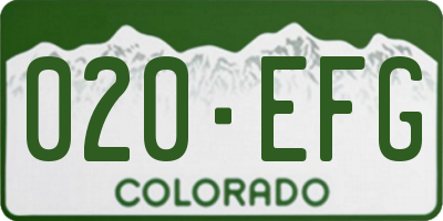 CO license plate 020EFG