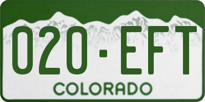CO license plate 020EFT