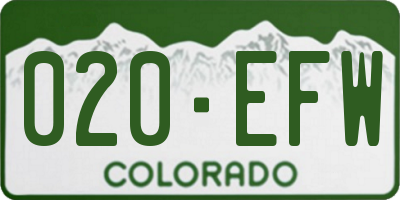 CO license plate 020EFW