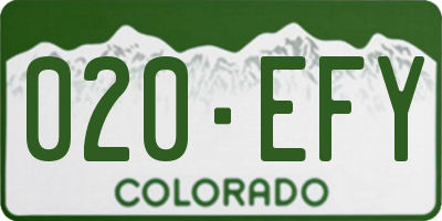 CO license plate 020EFY