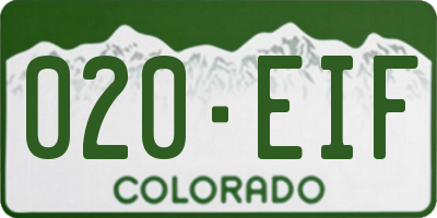 CO license plate 020EIF