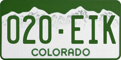 CO license plate 020EIK