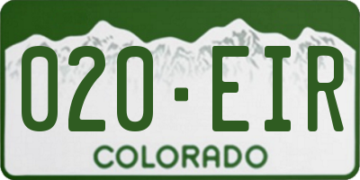 CO license plate 020EIR
