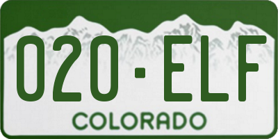CO license plate 020ELF