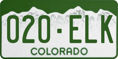 CO license plate 020ELK