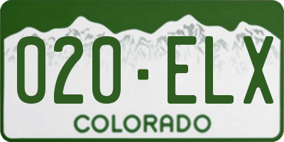 CO license plate 020ELX