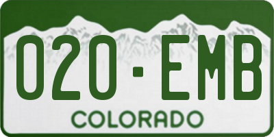 CO license plate 020EMB