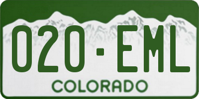 CO license plate 020EML