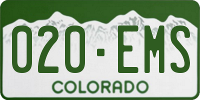 CO license plate 020EMS
