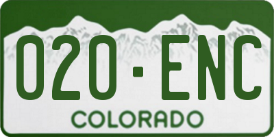 CO license plate 020ENC
