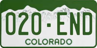 CO license plate 020END