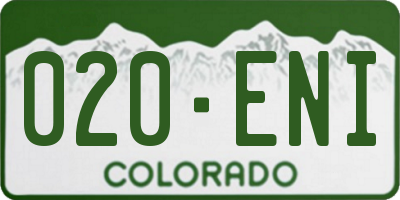 CO license plate 020ENI