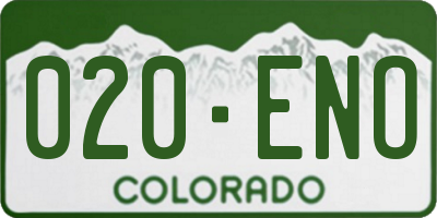 CO license plate 020ENO