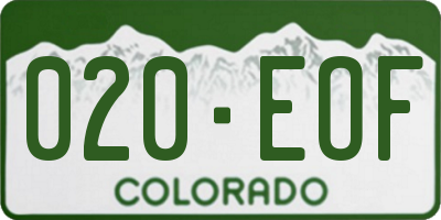 CO license plate 020EOF