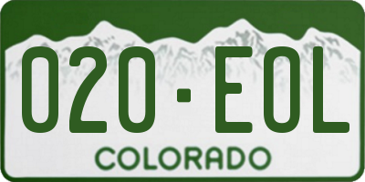 CO license plate 020EOL