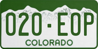 CO license plate 020EOP