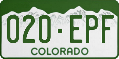CO license plate 020EPF