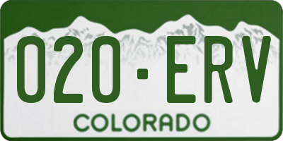 CO license plate 020ERV
