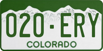 CO license plate 020ERY